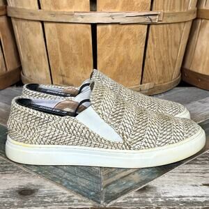 Lucky Brand Lailom Tan Woven Jute Grass Slip-On Sneakers Womens Size 6